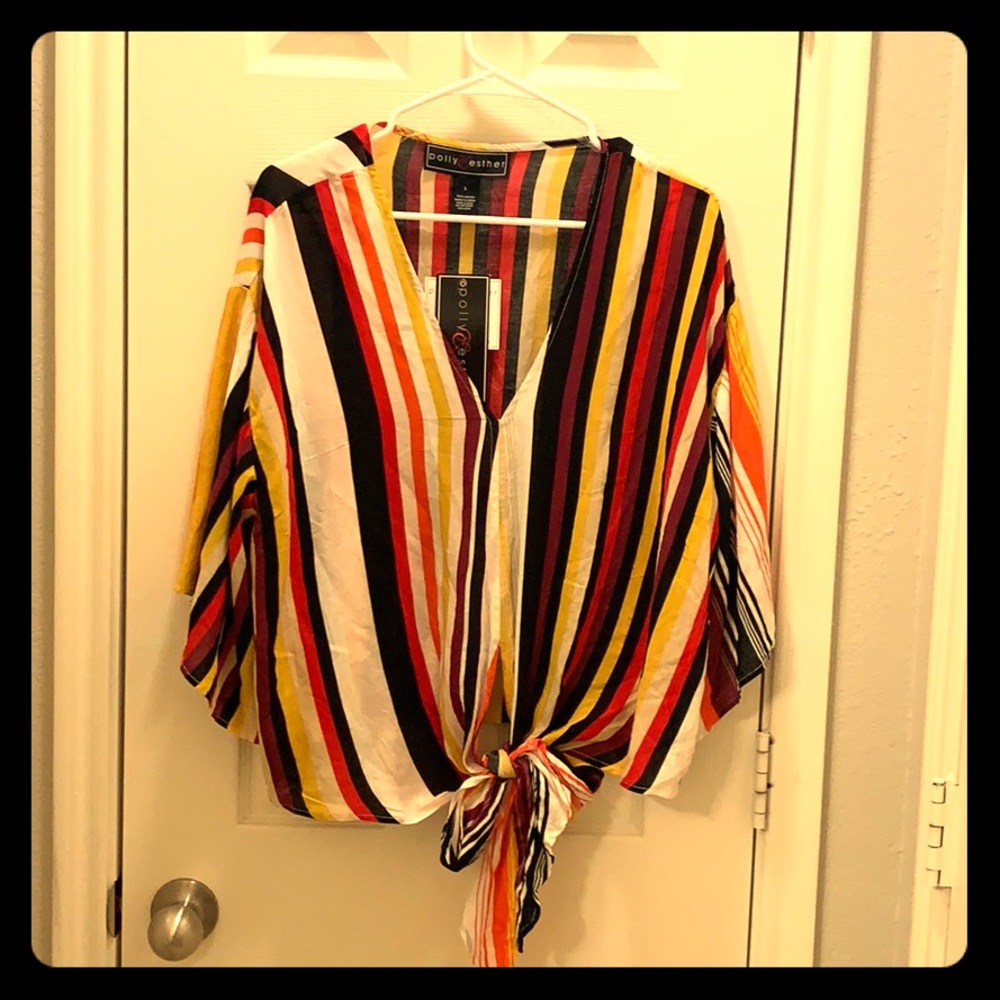 Stripped Dolman w/tie front